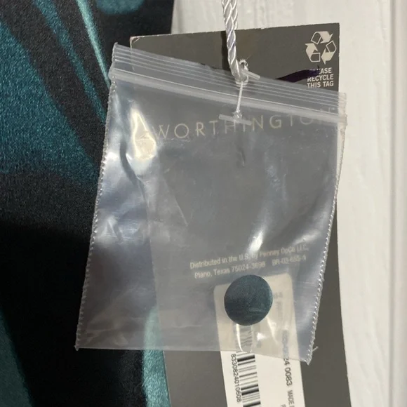 Worthington NWT black & green blouse top shirt size LARGE - Picture 10 of 12